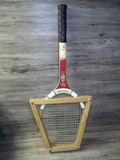 vintage Poncho Gonzales Spalding tennis racket and Wilson racket frame