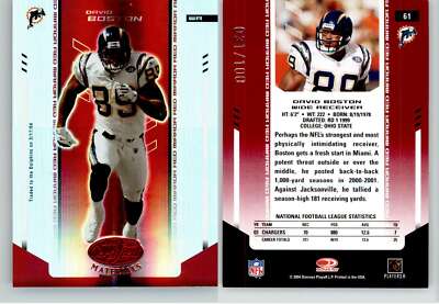 David Boston 2004 Leaf Certified Materials Mirror Red #61 /100 Dolphins