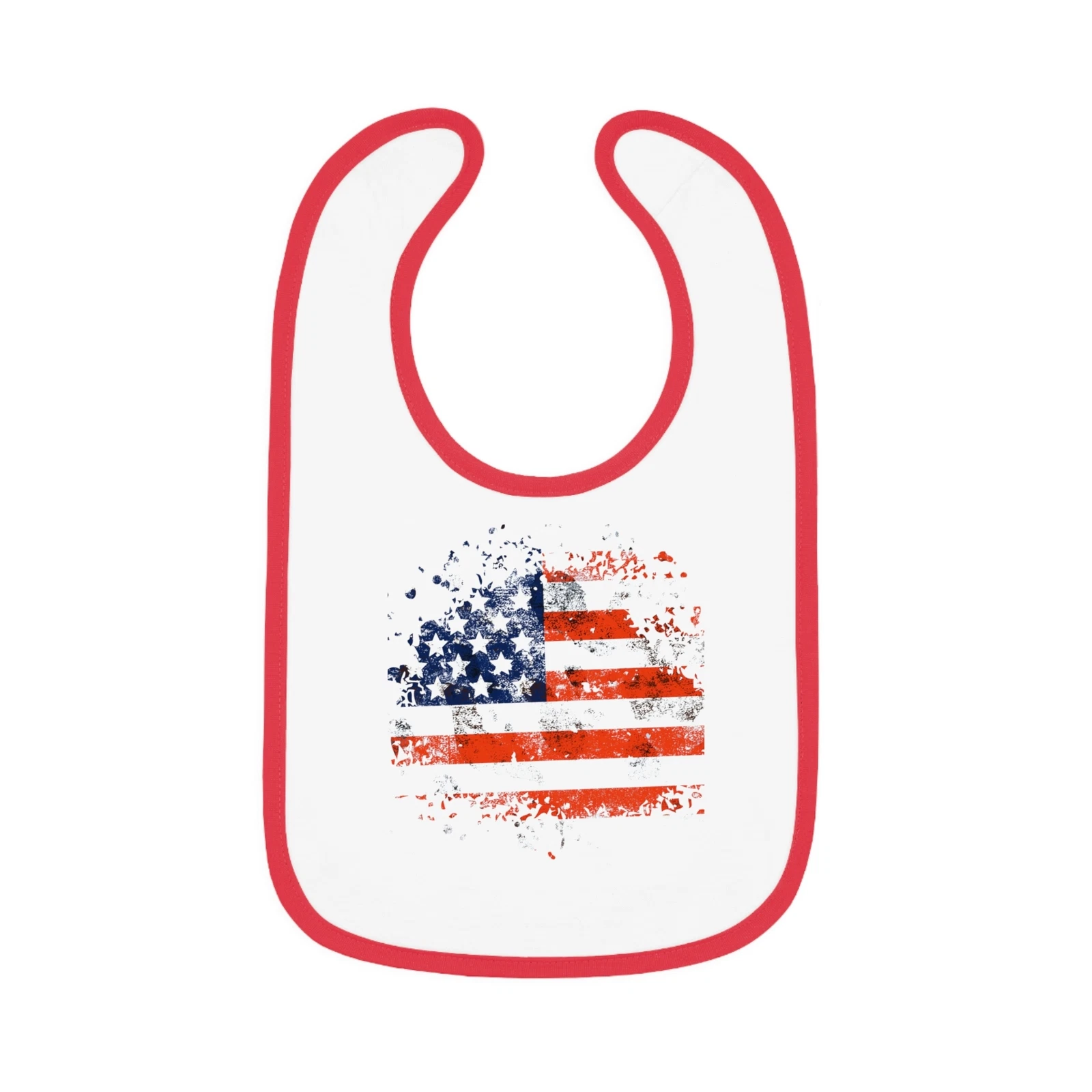 American Flag 4th of July Baby Contrast Trim Jersey Bib