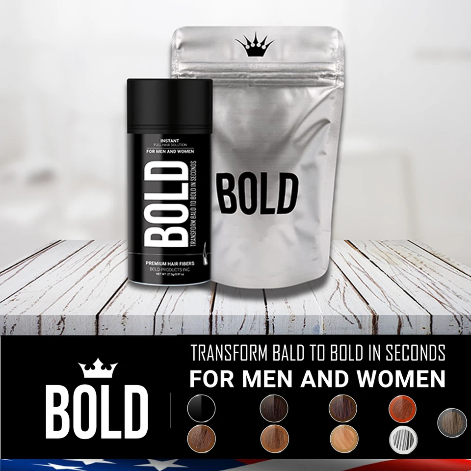 BOLD Marrón Oscuro Negro Medio Marrón Gris 27,5 g Fibras Espesantes Construcción Cabello EE. UU. Foto 2 de 4