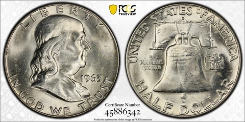 1963-D Franklin Half PCGS MS64 Gold Shield