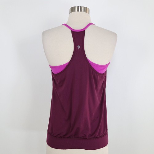 ivivva Tank Top Set Girls 14 Racerback Criss Cross Maroon Pink Blue Stretch - Picture 4 of 12