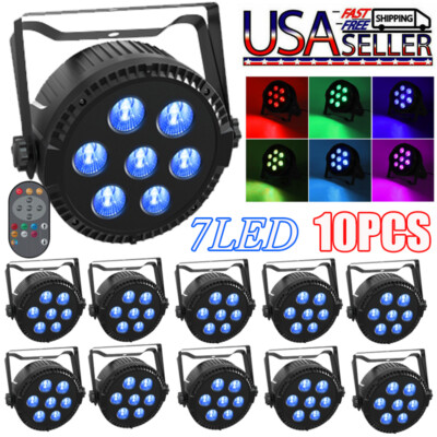 UKING 7LED Par Light DMX RGBW Strobe Beam Disco Lights Stage Lighting W/Remote