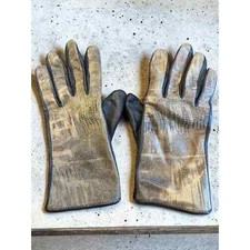 Women  s Preston  York Brown Genuine Leather Driving Gloves w Pattern Size Large