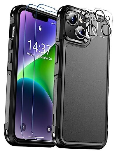for iPhone 14 Case/iPhone 15 Case, [15 FT Military Grade Protection] 2 Black-image