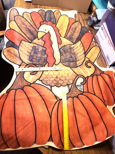 LOT of 5 Vintage Fall Thanksgiving Yard Garden Flags Pumpkin Turkey, SEE PICS !!