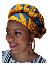 Peacock African Print Ankara Modu Hat Pre-tied Head wrap DP3816PT