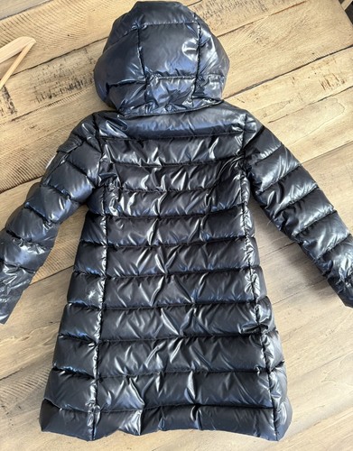 Authentic Moncler Moka Long Quilted Puffer Coat Jacket Black Girls - Size 8 - Picture 4 of 6