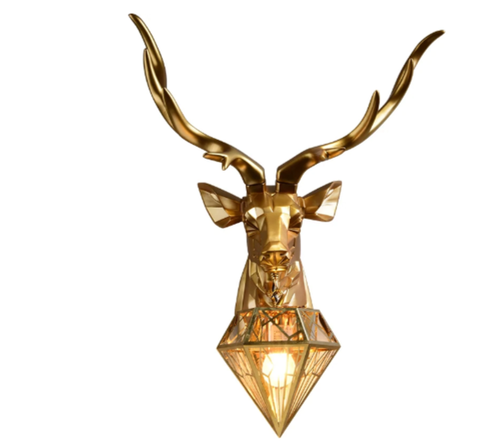 Nordic Winter Deer Antler Wall Lamp LED E27 Resin Lighting Diamond Sconce Decor - Picture 4 of 18