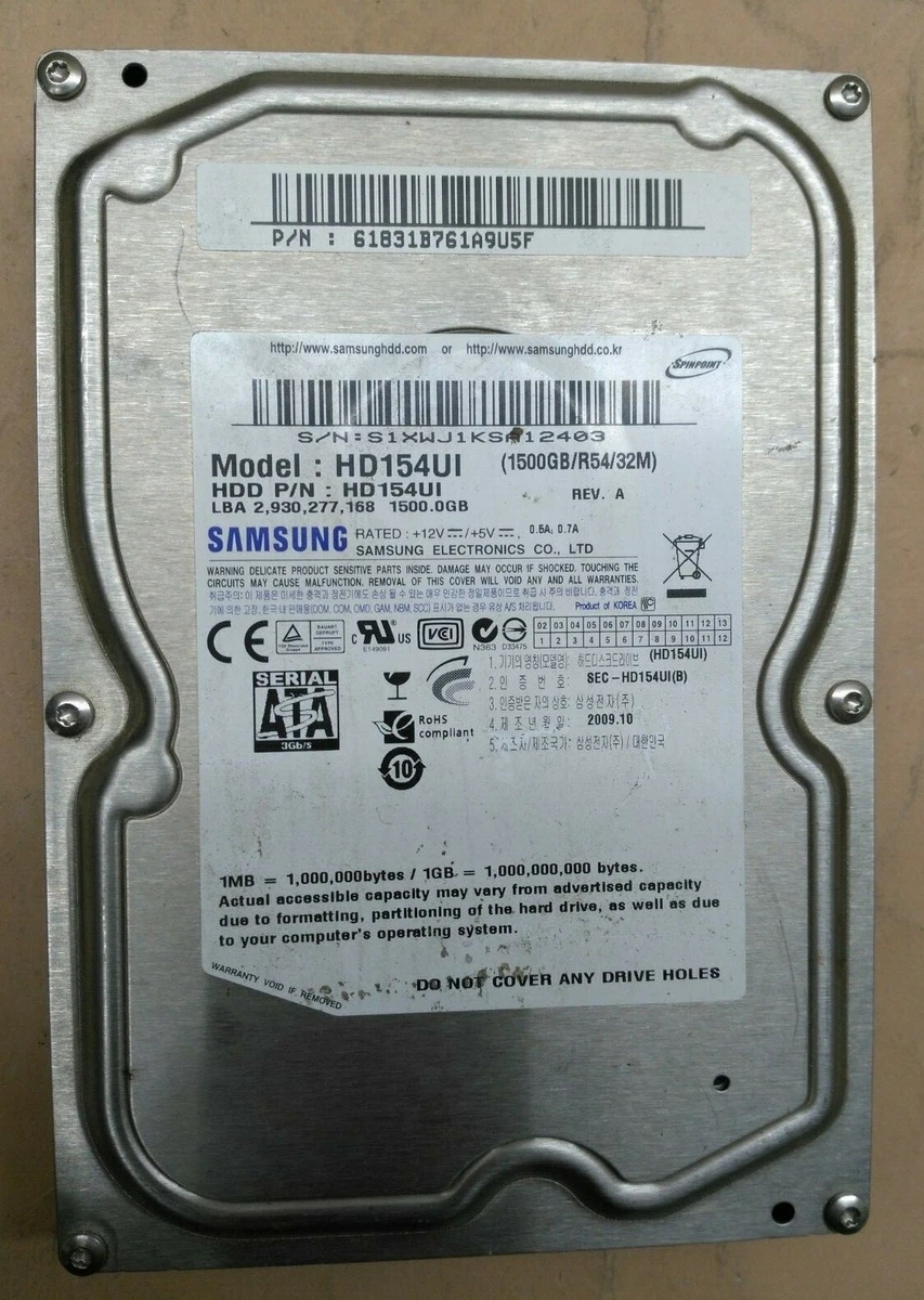 SAMSUNG 1500GB (1.5TB) HARD DRIVE R54/32M HD154UI