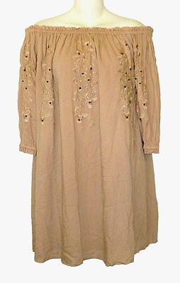 Sage The Label Women's S Embroidered Off-Shoulder Lined Boho Dress Dusty  Rose | eBay