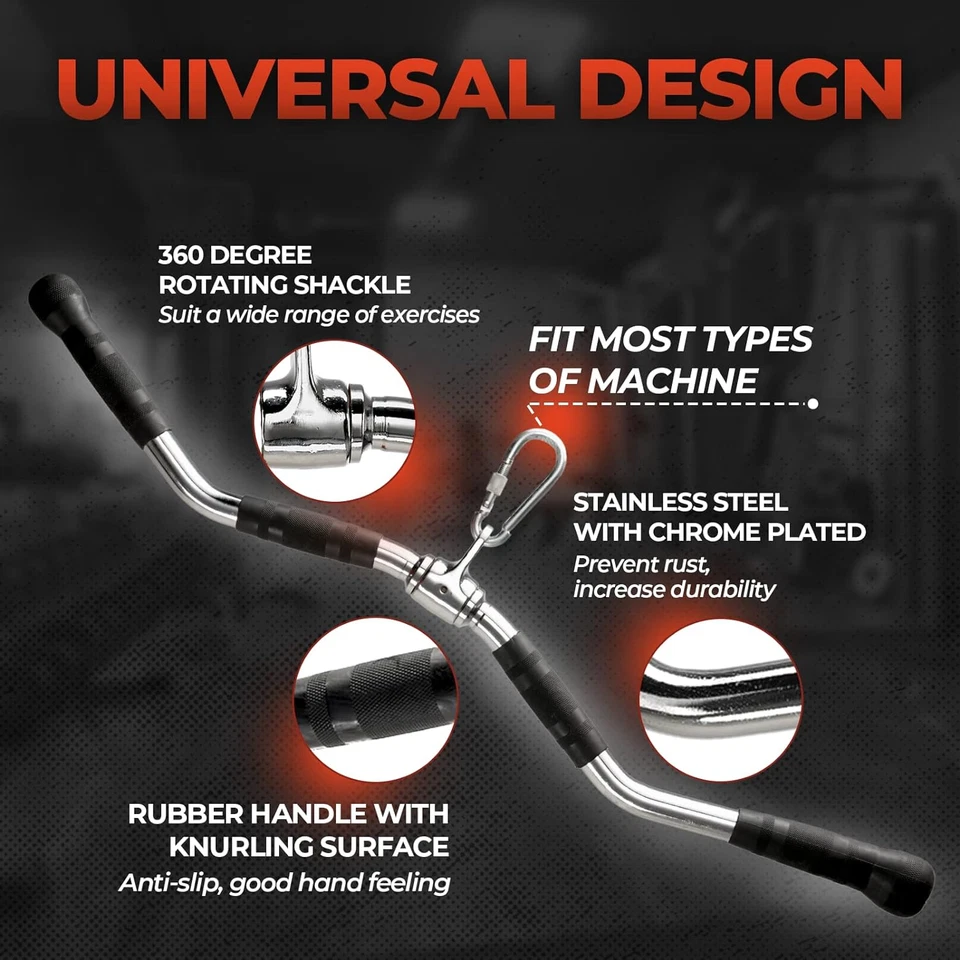 Yes4All Wide Grip Curl LAT Pull down Bar Attachments Rubber Handgrips/Curl Bar - Image 3 of 4