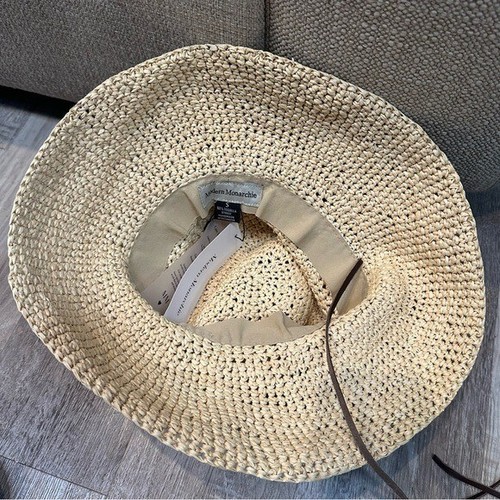MODERNA MONARQUÍA Sombrero Pequeño Toquilla Paja Hecho a Mano Sol Playa Borde Ancho Neutro - Imagen 3 de 7