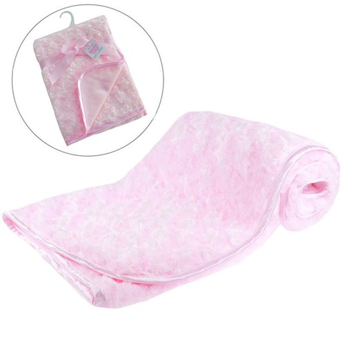 Baby Blanket Rosebud Wrap Fleece Satin Trim Cot Pram Gift 7 Colours ~ Soft Touch - Picture 15 of 22