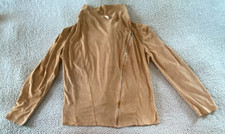 Mote Womens Faux Suede Long Sleeve Asymmetrical Full Zip Jacket Beige Size XL