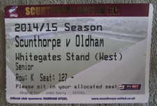 2014-15 Scunthorpe United v Oldham Athletic - League One - Used Ticket stub