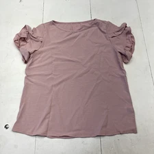 Shein Pink Ruffle Short Sleeve Round Neck Blouse Women's Size Large