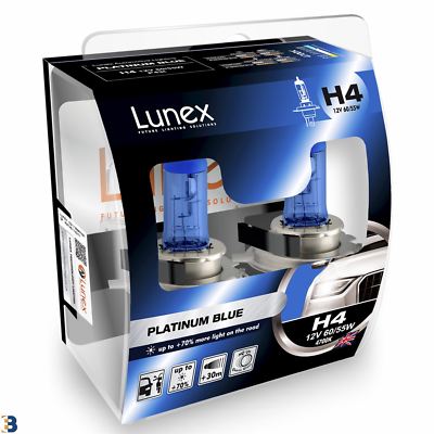 Lunex H4 472 Platinum Blue 4700K Super Blue 12V 60/55W Car Headlight Bulbs Twin