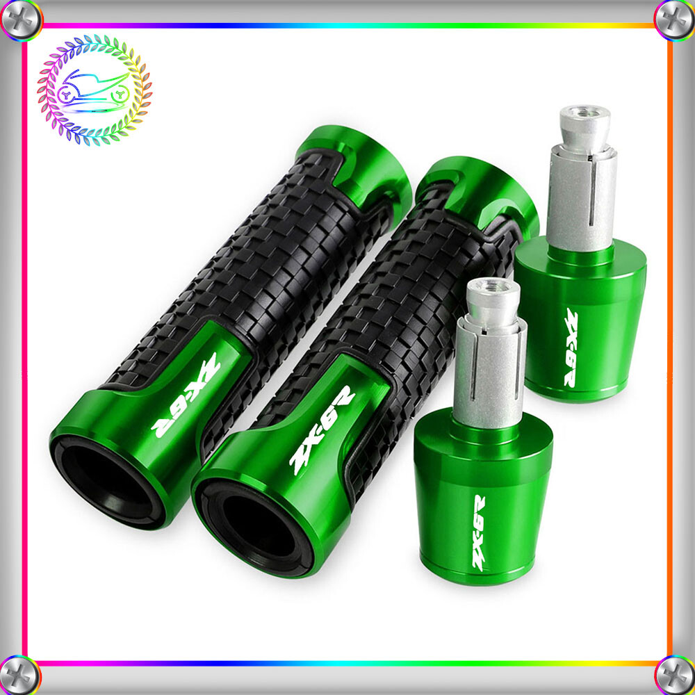 CNC 7/8" 22MM Handlebar Hand Grips End Cap Plugs For Kawasaki ZX6R/636