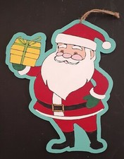 WOODEN SANTA HANGING DECORATION, HAND PAINTED