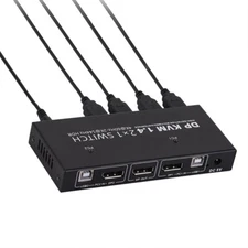 DP KVM Switch 1 Monitor 2 Computers, 4K@60Hz DP KVM Switch 2 in 1 Out