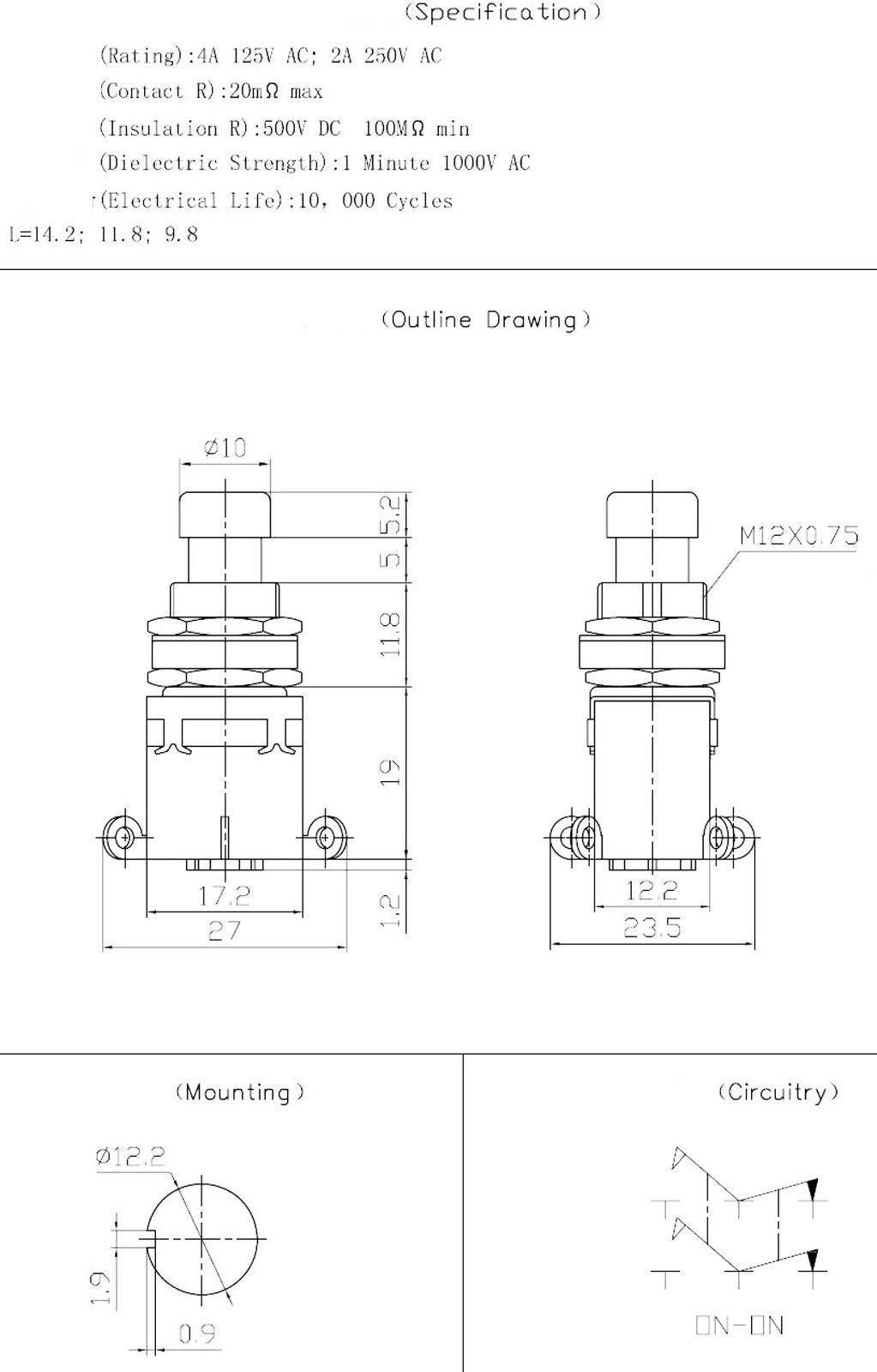 DPDT momentary pushbutton footswitch guitar effects pedal project