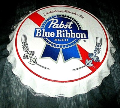 Large PABST BLUE RIBBON BEER 3-D Metal Bottle Cap Wall Sign Decor #05 - NEW