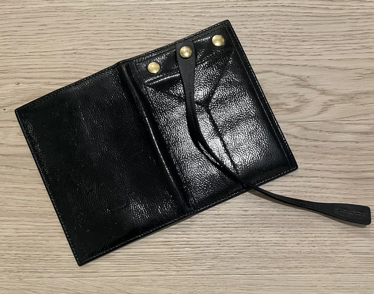 YSL Yves Saint Laurent Grain Black Patent Leather Passbook Holder