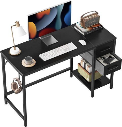 Computer Desk with 2 Drawers, 47 Inch Small Home Office Desk Study Writing Table