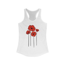 Poppies Womens Tank Top, Floral Racerback Sleeveless Shirt Flower Poppy Flowers