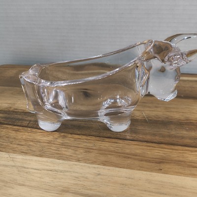 Vannes Le Chatel Crystal Bull Cow Pipe Rest Ashtray Glass Art France