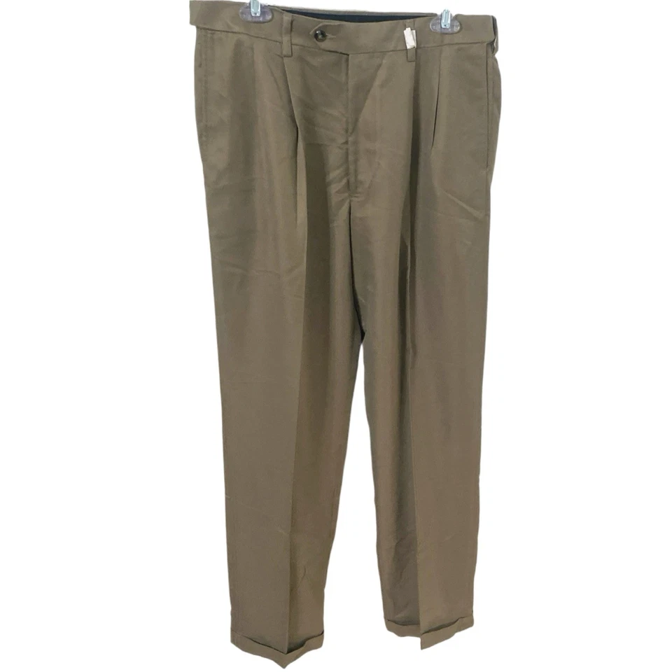 Брюки мужские George 32X32 дюйма хаки бежевое платье брюки прямые штанины - Изображение 2 из 4