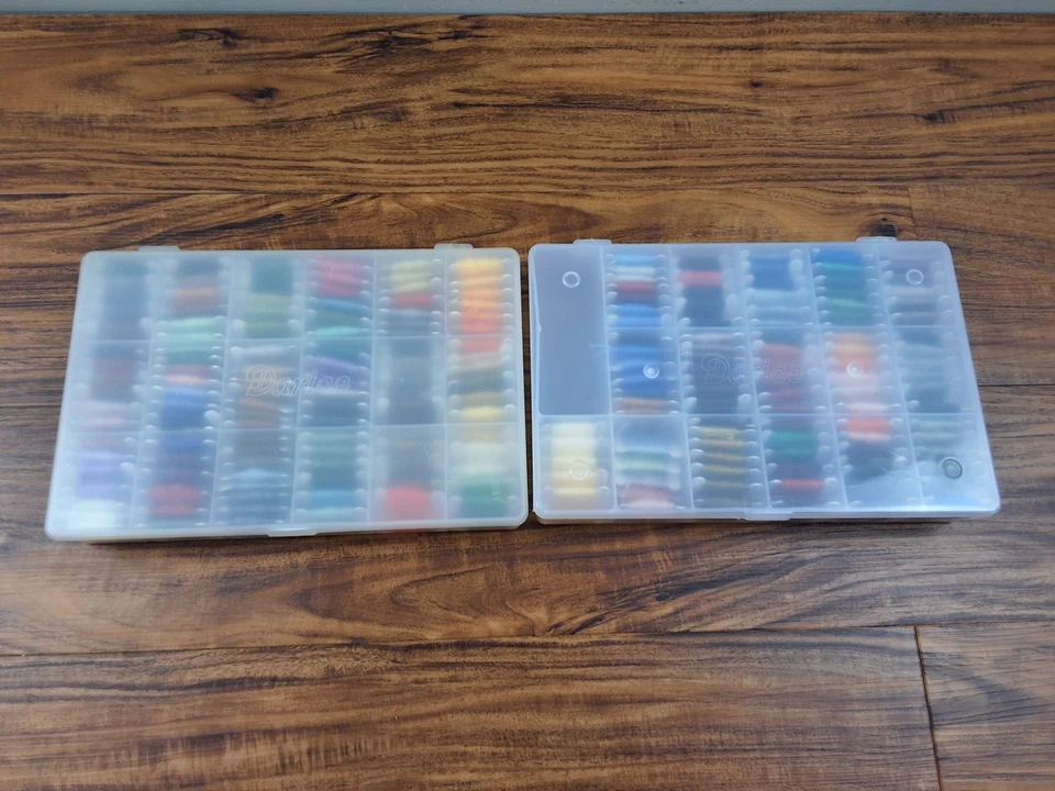 Large Lot DMC Carded Embroidery Floss 2 Plastic Boxes @210 Cards Colors Numbered - Image 3 of 4