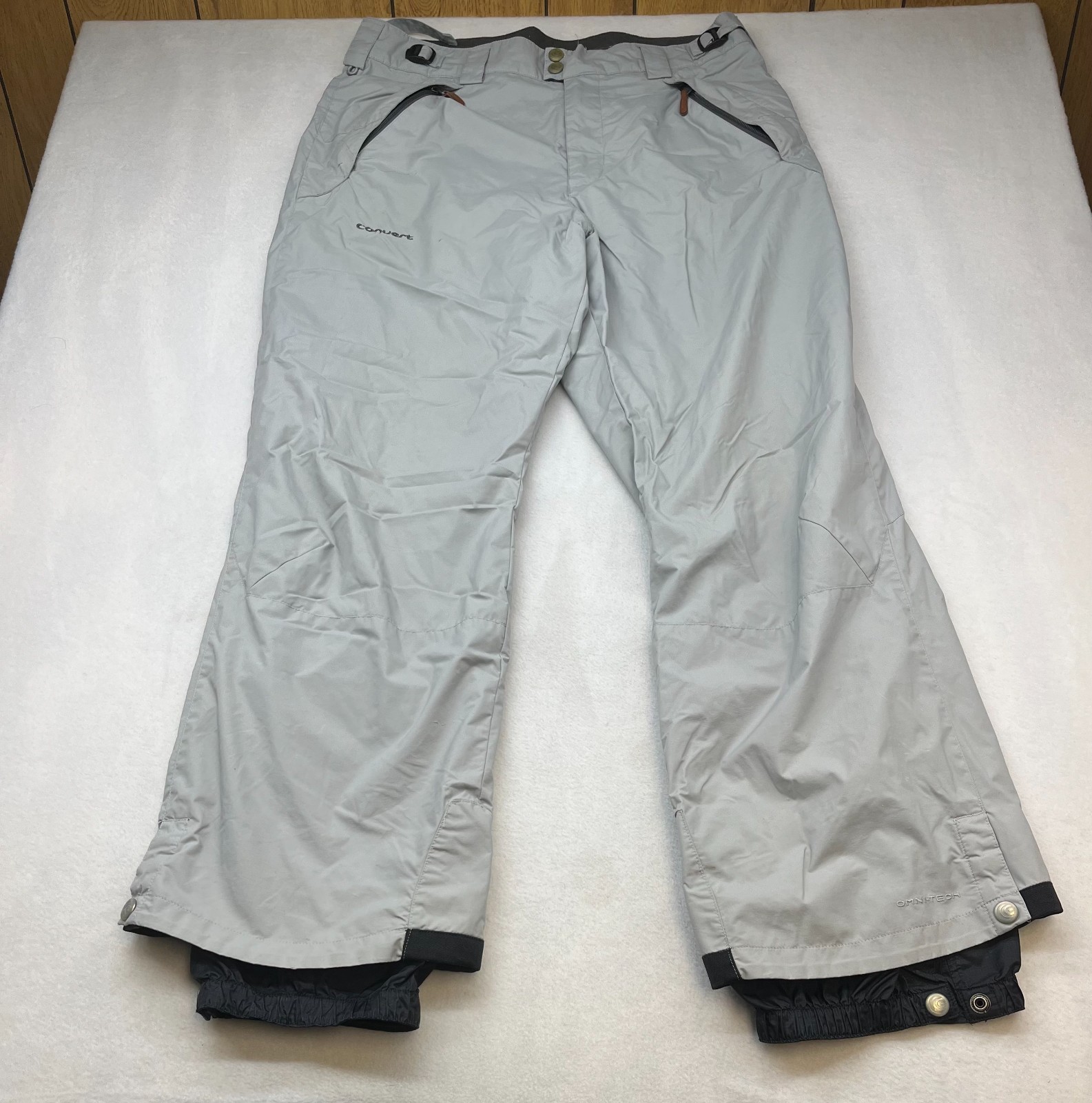 Columbia Convert Ski Pants Mens Medium Light Gray Omni-Tech Insulated Waterproof