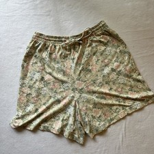 Vintage Emerald Isle Floral Knit Cottagecore Shorts Size XL Boho Pockets 90s