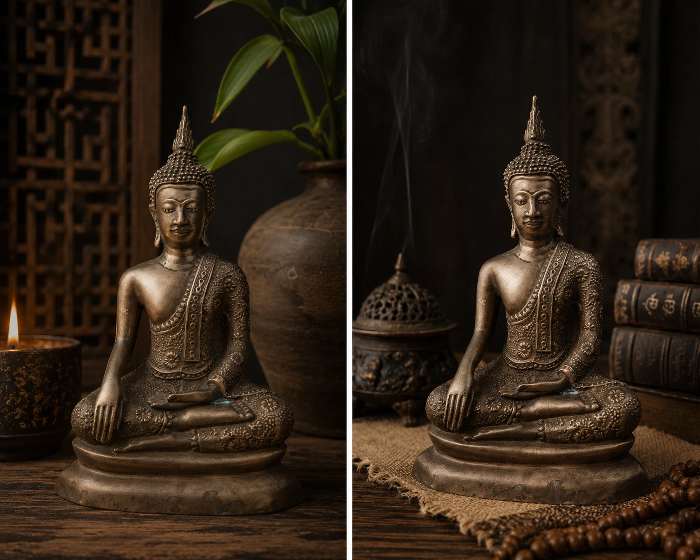 Vintage bronze Buddha statue