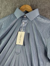 Collars  Co Blue Geometric Button Down Dress Collar Polo Shirt Men  s Small NEW