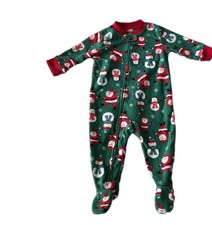 Infant Carters Baby Christmas Santa   Snowman Fleece 1 Piece Footed Pajama 6M