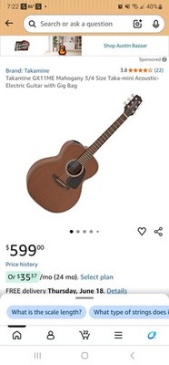 Takamine GX11ME ''Taka-Mini'' 3/4-Size Mini A/E Guitar - Natural - B-Stock