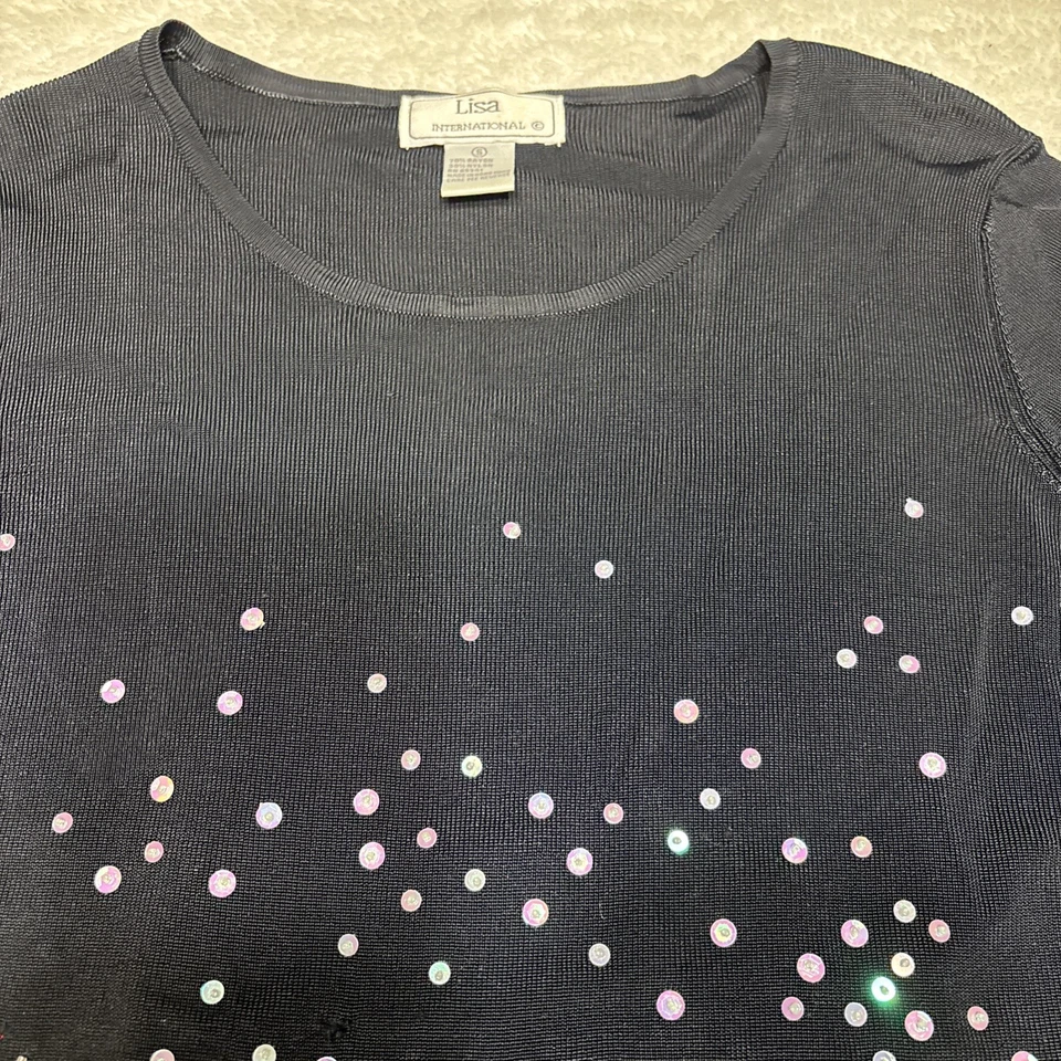 Camisa de Navidad fea Lisa International para mujer talla pequeña lentejuelas y cuentas Foto 4 de 4