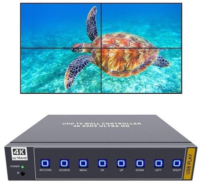 UHD 4K Video Wall Controller 2x2 1x4 1x3 max 4K60 HDMI DP Inputs for 4 TV Splice