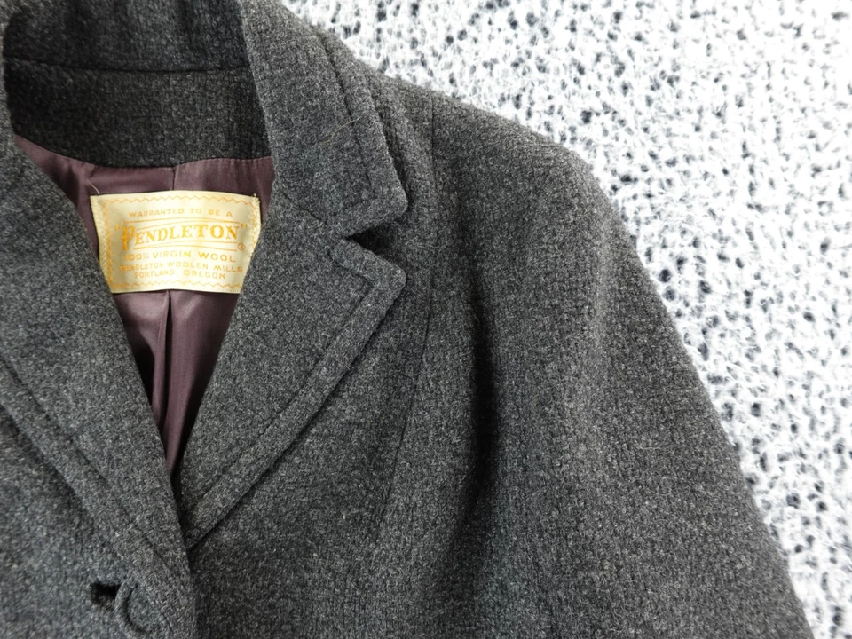 Vintage 1950s Pendleton 100% Virgin Wool Charcoal Gray Town Coat Women’s Sz M - Image 3 of 4