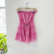 NEW Pretty Little Thing Barbie Pink Sheer Off the Shoulder Dress Size 8