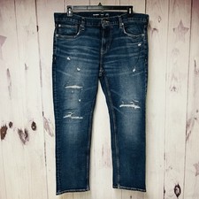 Old Navy Slim Built-In Flex Dark Wash Jeans Mens 38x30 Distressed Denim