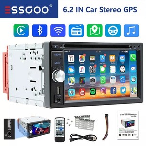 Double DIN Radio Auto Stéréo CD DVD Lecteur Carplay Android Auto Bluetooth USB AUX