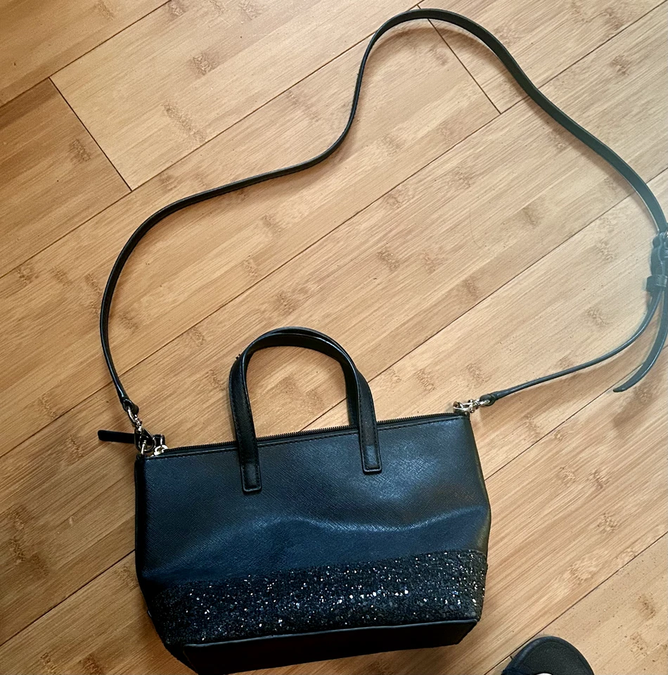 Kate Spade Ina Greta Court Black Glitter Satchel Mini Tote - Image 2 of 4