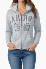 Aeropostale Women s Medium Gray Sherpa Lined Zip Hoodie AERO 1987 Logo Full Zip