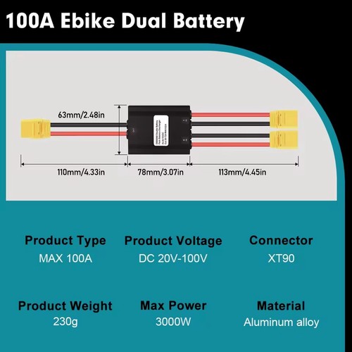 E-Bike 20V-100V 20A-120A Dual Battery Discharge Converter Connection ...