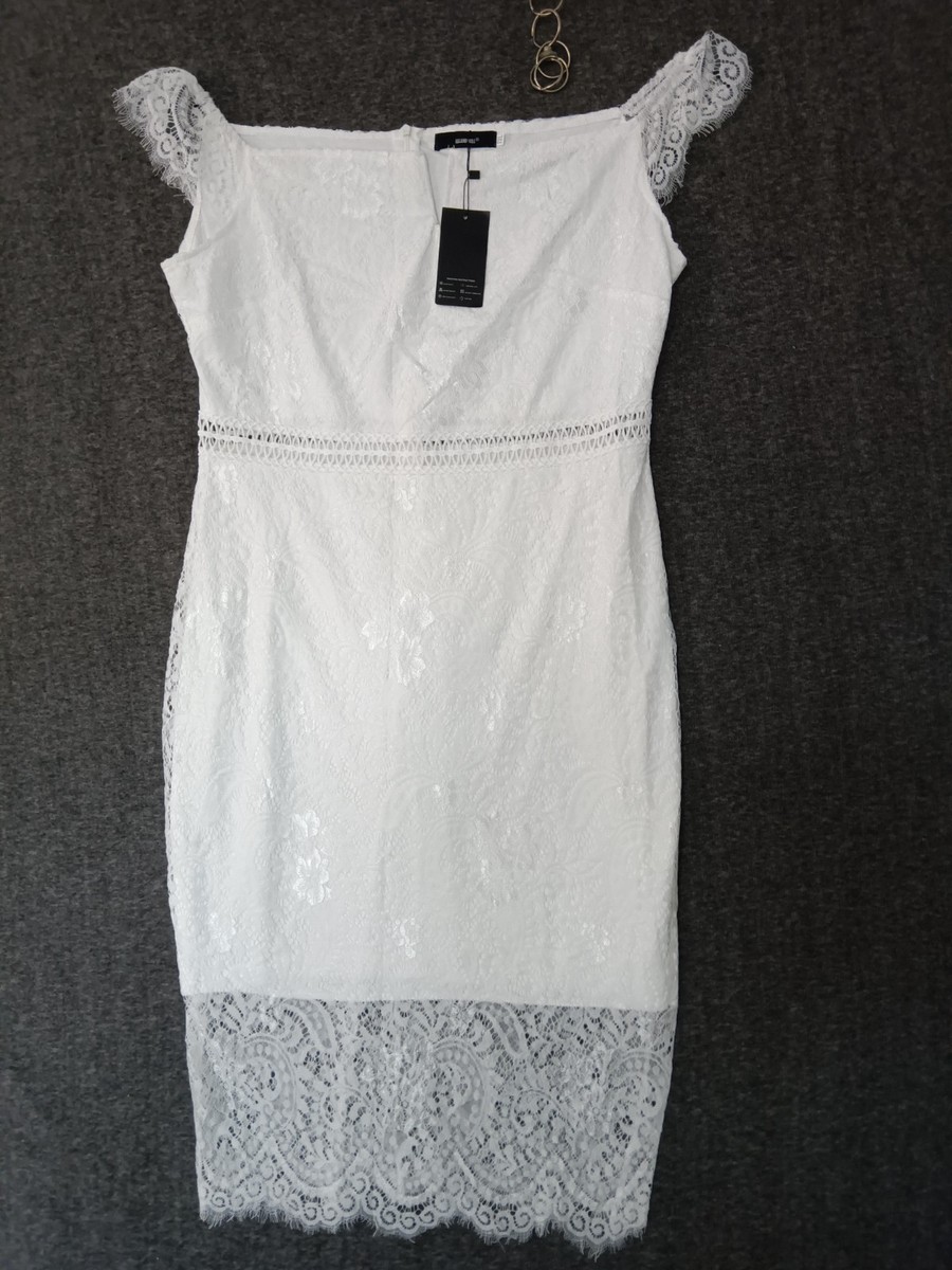 Allandwell White Lace Women's Sleeveless Lace Strap Dress Size XXL