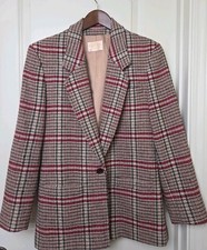 Vtg 80s 90s Pendleton Virgin Wool Blazer Plaid Check Heritage Classic Size 10